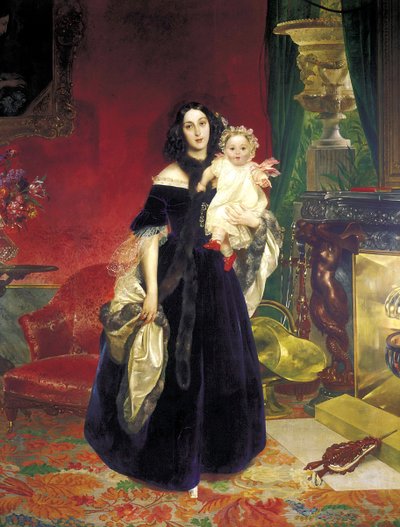 Maria Arkadyevna Stolypina Beck 1819-1889 med sin dotter, 1840. av Karl Pavlovich Bryullov