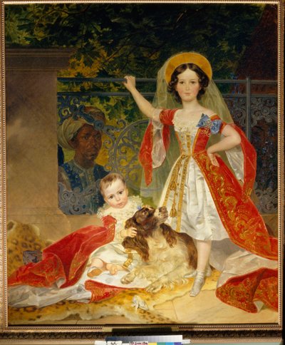 Portraits des enfants du Prince Volkonski (Porträtt av prins Volkonskys barn) - Olja på duk av Karl Pavlovich Bryullov (Bryullov) (1799-1852) av Karl Pavlovich Bryullov