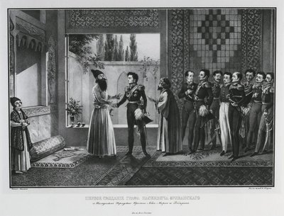 Greve Ivan Paskevichs första möte med Abbas Mirza, 1828 av Karl Petrovich Beggrov