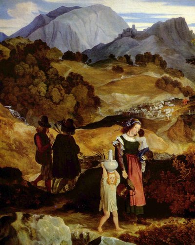 Tyska: Bergslandskap nära Subiaco med herdar
 (detalj) av Karl Philipp Fohr