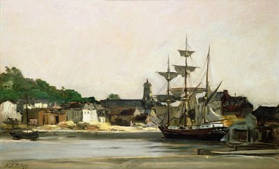 Havnen i Honfleur swed av Karl Pierre Daubigny