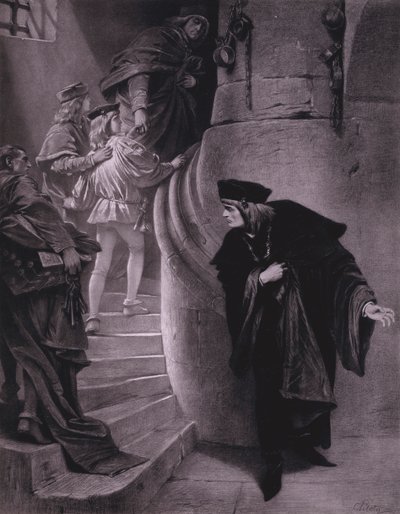 Scen från Shakespeares kung Richard III (akt III, scen 5) (litho) av Karl Theodor von Piloty