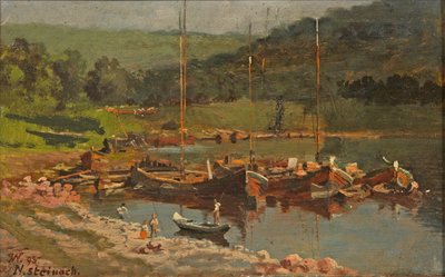 Karl Weysser - Fartyg i Neckarsteinach, 1893 av Karl Weysser