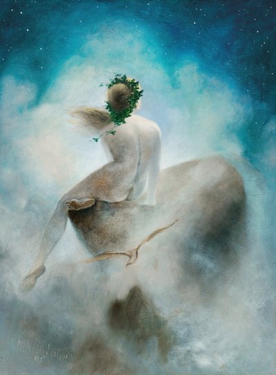 Fråga till stjärnorna, 1895. av Karl Wilhelm Diefenbach