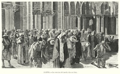 Middagsböner i Asyut, Egypten (litho) av Karl Wilhelm Gentz