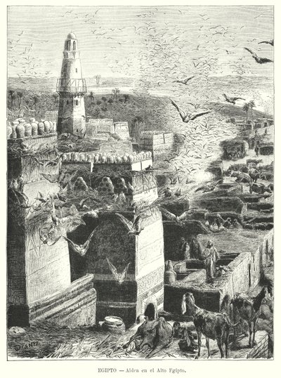 By i övre Egypten (litho) av Karl Wilhelm Gentz