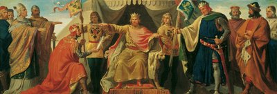 Friedrich Barbarossa föreställer Heinrich Jasomirgott och lejonet Heinrich av Karl von Blaas