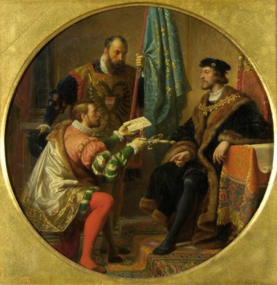 Kejsar Karl V och kung Frans I i Pavia 1525 av Karl von Blaas