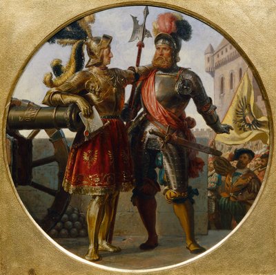 Kejsar Maximilian I och Georg von Frundsberg av Karl von Blaas