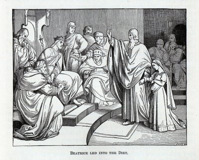 Beatrice ledde in i riksdagen 1882 av Kaspar Oertel