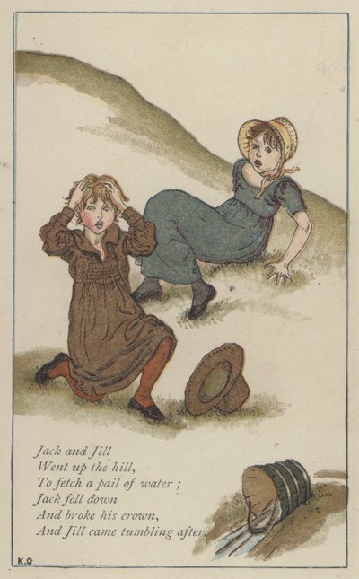 Jack och Jill (färg litho) av Kate (after) Greenaway