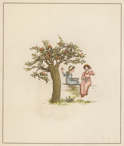 Kate Greenaway-illustration för The Pied Piper of Hamelin av Robert Browning (lito i färg) av Kate (after) Greenaway