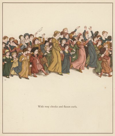 Kate Greenaway-illustration för The Pied Piper of Hamelin av Robert Browning (lito i färg) av Kate (after) Greenaway
