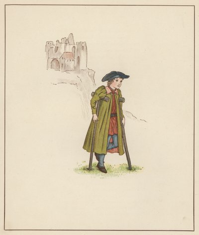 Kate Greenaway-illustration för The Pied Piper of Hamelin av Robert Browning (lito i färg) av Kate (after) Greenaway