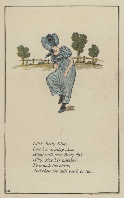 Little Betty Blue (färg litho) av Kate (after) Greenaway