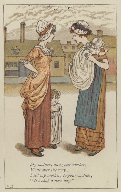 Min mamma och din mamma (färg litho) av Kate (after) Greenaway