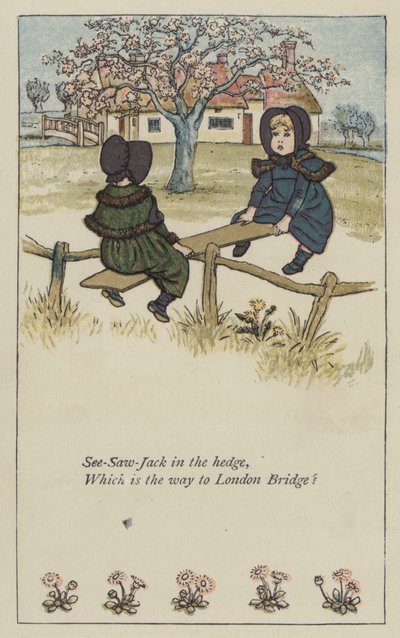 See-saw-Jack i häcken (färg litho) av Kate (after) Greenaway