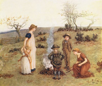Stick Fire (färglitografi) av Kate (after) Greenaway