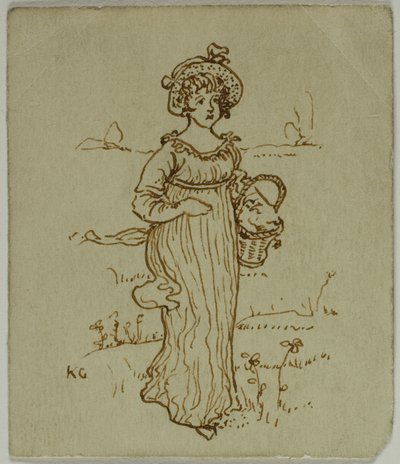 Flicka med korg av Kate Greenaway