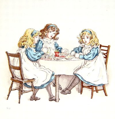 Girls Tea party, illustration från 
