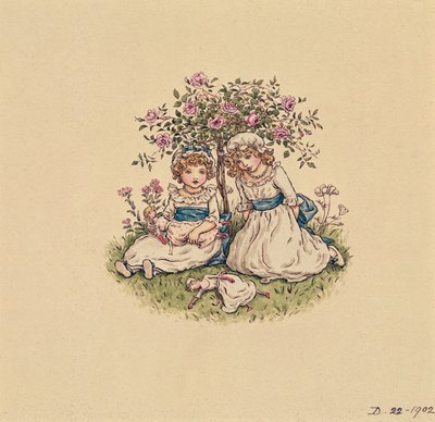 Illustration för Alla hjärtans dag 1902 (wc på papper) av Kate Greenaway