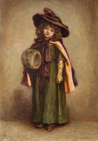 Liten flicka med muff (akvarell) av Kate Greenaway