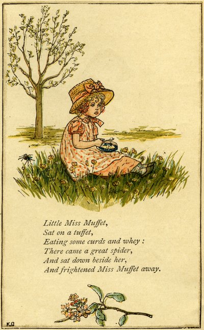 Little Miss Muffet illustrerad av Kate Greenaway