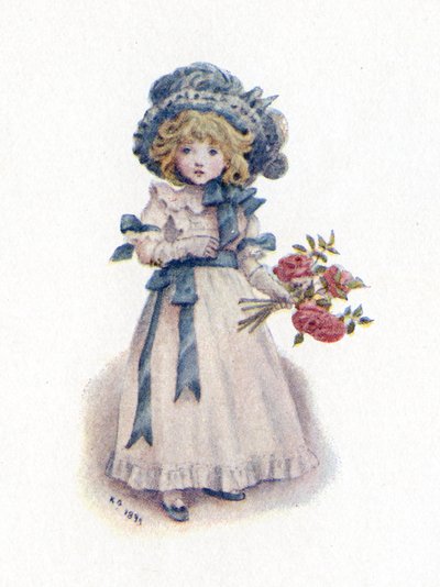 "Taking in the roses" av Kate Greenaway. av Kate Greenaway