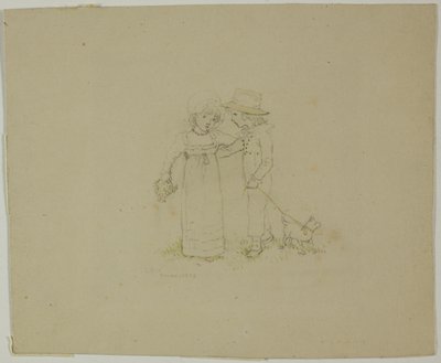 Två barn med hund av Kate Greenaway