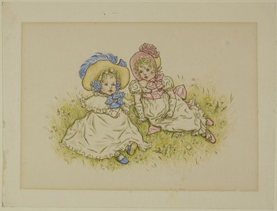 Två små flickor med huvar av Kate Greenaway