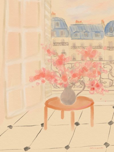 Körsbärsblommor i en parisisk lägenhet av Katharina Puritscher