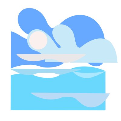 Vacker dag, 2023 (digital illustration från originalt papperscollage) av Kathy Dunaway