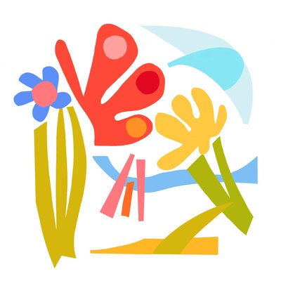 Ecstatic, 2023 (digital illustration från ett originalkollage av papper) av Kathy Dunaway