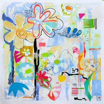 blooming daydream, 2025 (blandteknik på papper) av Kathy Dunaway
