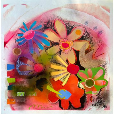 color riot, 2025 (blandteknik på papper) av Kathy Dunaway