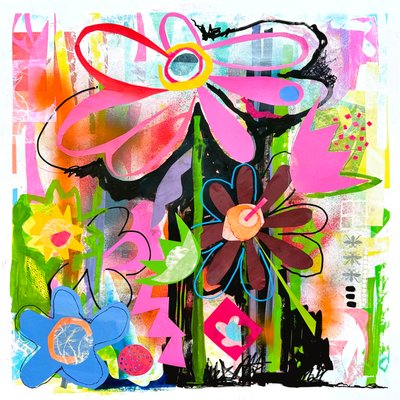 urban eden, 2025 (blandteknik på papper) av Kathy Dunaway