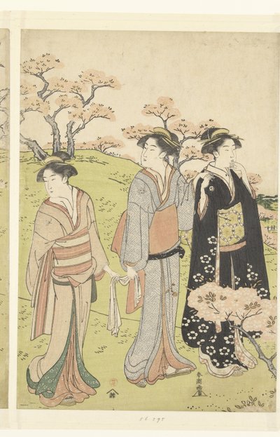 Beundra körsbärsblomningen i Asukayama av Katsukawa Shuncho