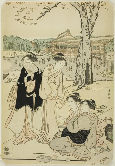 Titta på Cherry Blossoms på Ueno av Katsukawa Shuncho