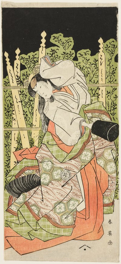 Skådespelare Segawa Kikunojô III Möjligen som Ono no Komachi i "Komachi Village: Nytt år på teatern" ("Komachimura shibai no shôgatsu") av Katsukawa Shun