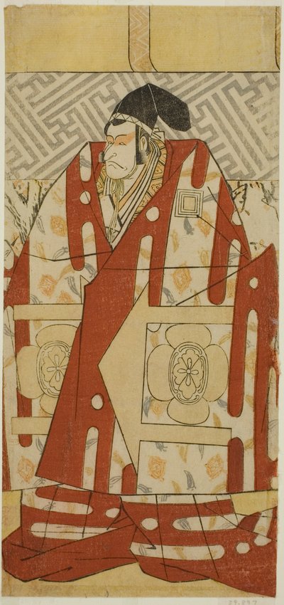 Skådespelaren Ichikawa Danjuro V som Kudo Suketsune i pjäsen Koi no Yosuga Kanegaki Soga, uppförd på Ichimura-teatern under första månaden 1789 av Katsukawa Shun