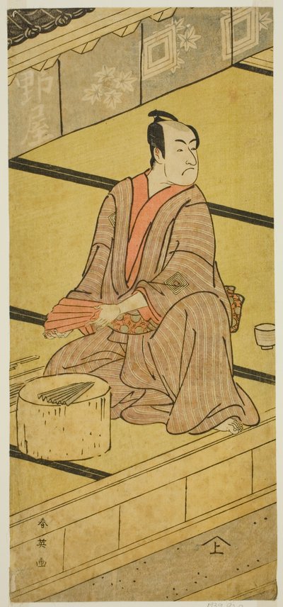 Skådespelaren Ichikawa Monnosuke II som Daidoji Tabatanosuke i pjäsen Mukashi Mukashi Tejiro no Saru, uppförd på Ichimura-teatern under den åttonde månaden 1792 av Katsukawa Shun