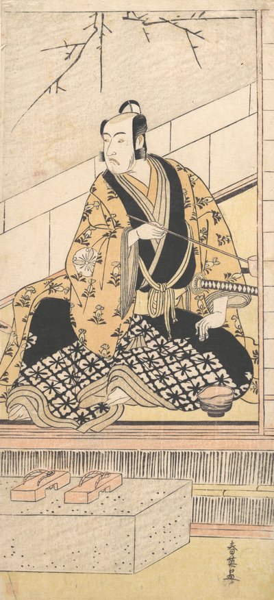 Skådespelaren Matsumoto Koshiro IV sitter i ett yttre rum, 1789. av Katsukawa Shun