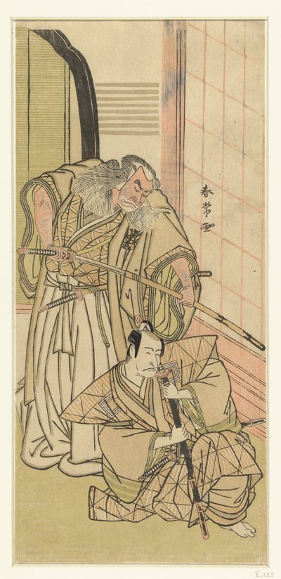 Skådespelare Nakamura Nakazo I en Ichikawa Danjuro V als edellieden av Katsukawa Shunjo