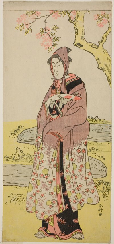 Skådespelaren Segawa Kikunojo III som Kumenosuke i pjäsen Keisei Natori Soga, uppförd på Kiri-teatern under den andra månaden 1788 av Katsukawa Shunkо̄