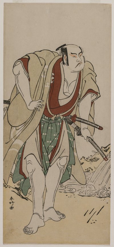 Otani Hiroji III som en samuraj som står bredvid en bäck av Katsukawa Shunko