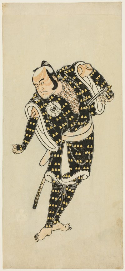 Skådespelaren Bandô Matatarô IV som Gempachibyôe i "Snowflakes: Plum Blossoms Kaomise" ("Mutsu no hana ume no kaomise") av Katsukawa Shunsho