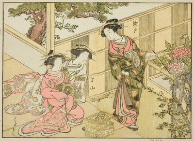 Courtesans of the Chojiya, från boken "A Comparison of Beautys of the Green Houses: A Mirror of Their Forms (Seiro bijin awase sugata kagami)," vol. 1 av Katsukawa Shunsho