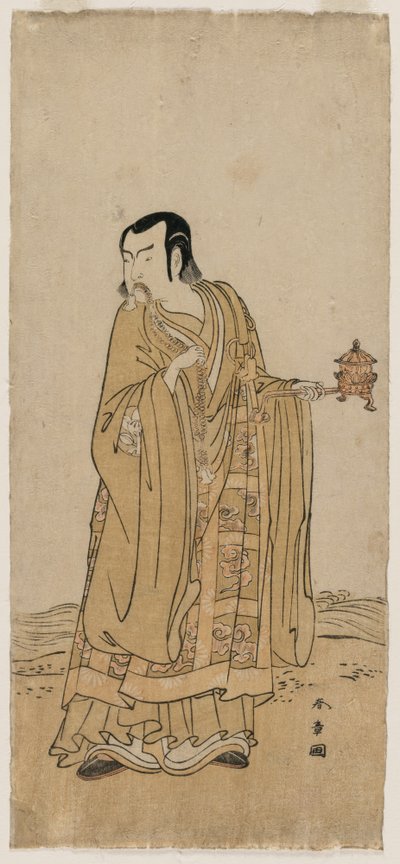 Ichimura Uzaemon IX som Shingen i A String of Prayer Beads Shaken at a Ribbon of Waterfall av Katsukawa Shunsho