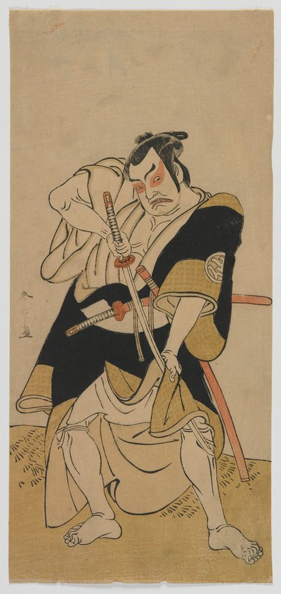 Kabuki-skådespelaren Nakamura Sukegoro II som en samuraj, Edo-period, sent 1770-tal (träblock i färg) av Katsukawa Shunsho