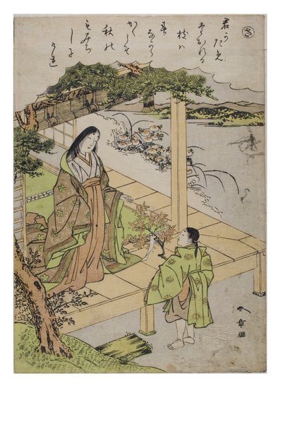 Stavelse - Sa från serien Tales of Ise in Fashionable Brocade Prints, c.1770-1773 (träblock på papper) av Katsukawa Shunsho